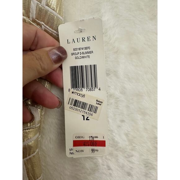 NWT Lauren Ralph Lauren Gold Dress 12 Holiday Party Cocktail - Picture 8 of 10